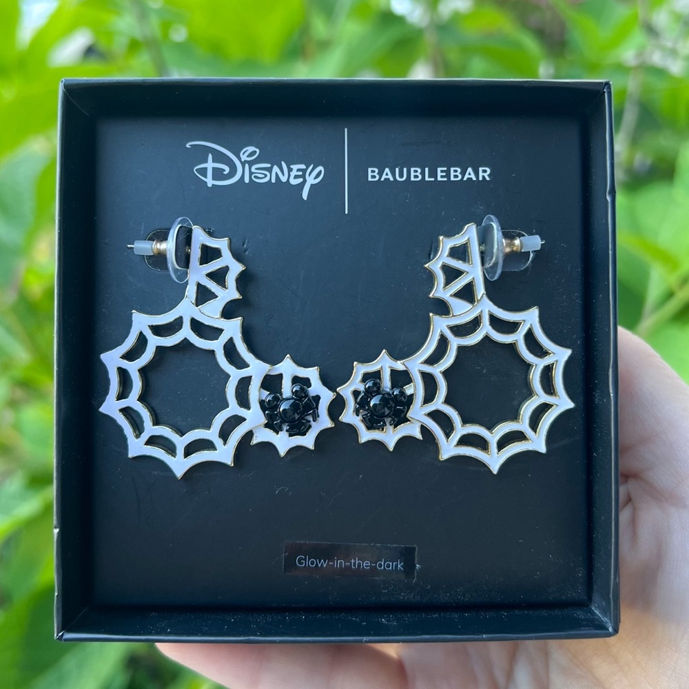 Disney X Baublebar Halloween Mickey Mouse Spider Web Earrings Glow In The Dark